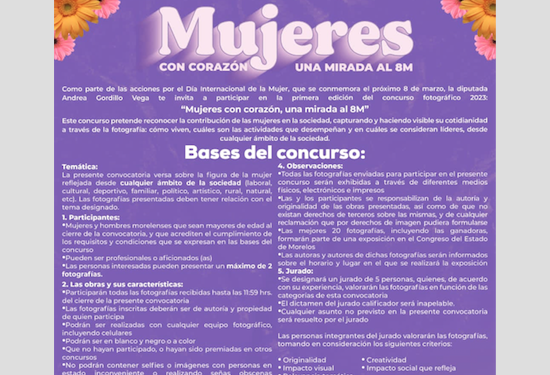 Organiza la diputada Andy Gordillo concurso fotográfico con motivo del Día Internacional de la Mujer