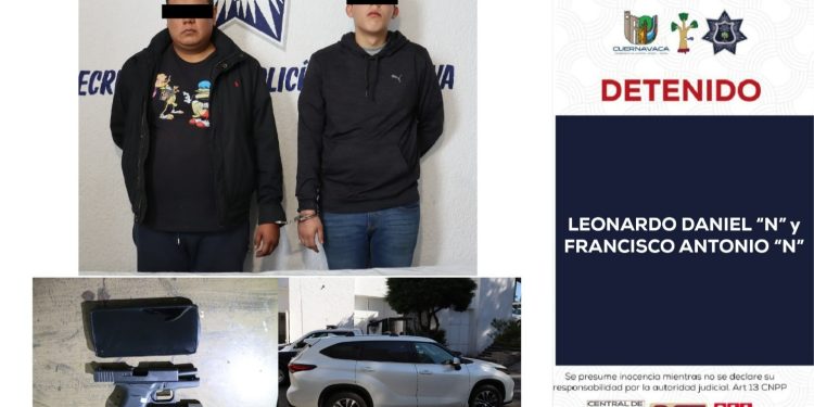 Logra la policía preventiva de Cuernavaca la detención de dos presuntos roba autos y la recuperación de un automotor