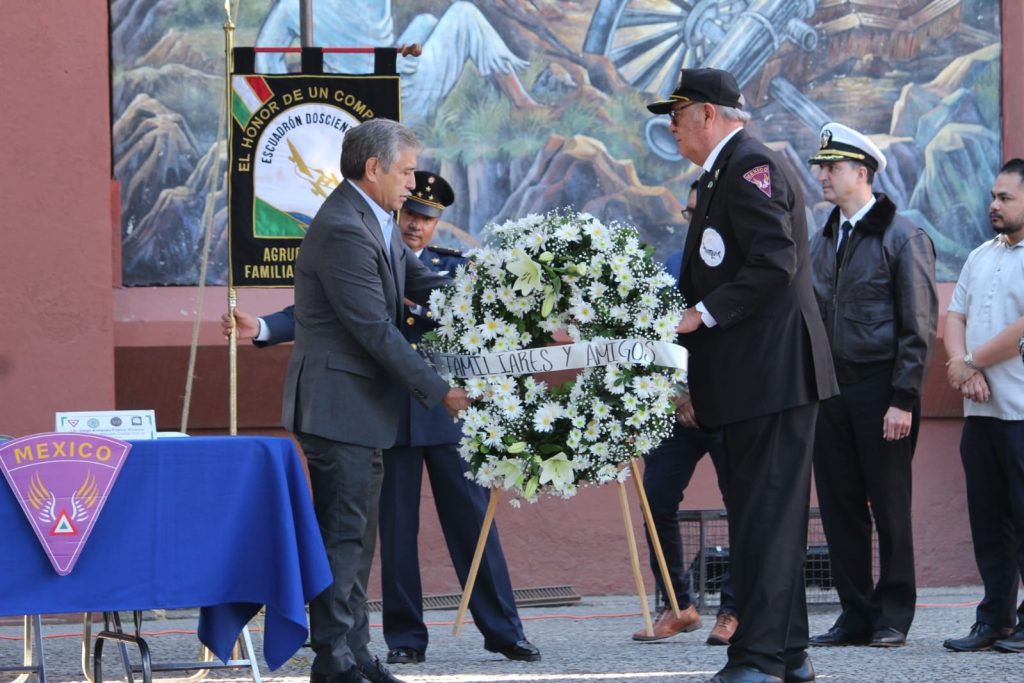 Encabeza el alcalde José Luis Urióstegui homenaje por el 79 Aniversario del Retorno del Escuadrón 201 al término de la Segunda Guerra Mundial