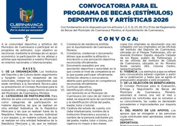 Convocatoria abierta para becas deportivas y artísticas 2026 en Cuernavaca