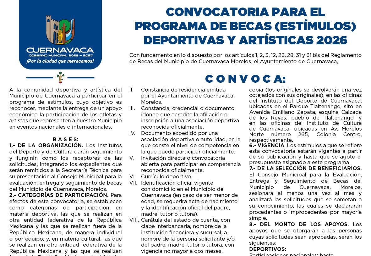 Convocatoria abierta para becas deportivas y artísticas 2026 en ...